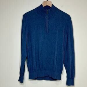 L.L.Bean Cashmere Blend 1/4 Zip Sweater Size M Dark Blue